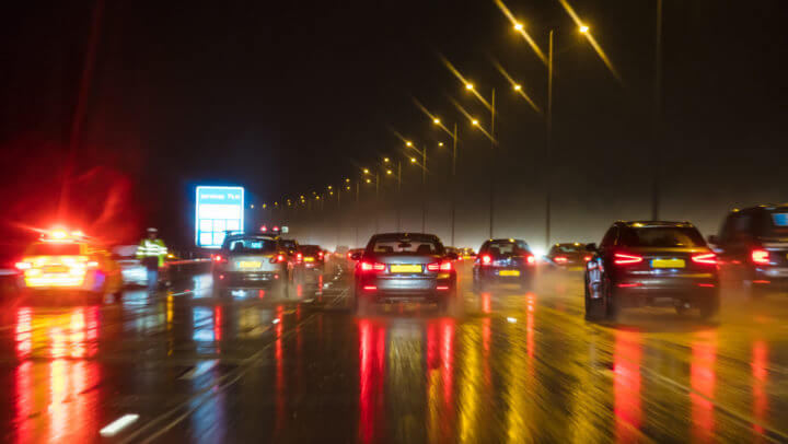 Motion Blur British Motorway Traffic and Police