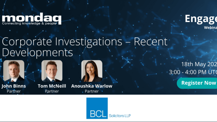 BCL – Mondaq Corporate Investigations Webinar 18 May 2023